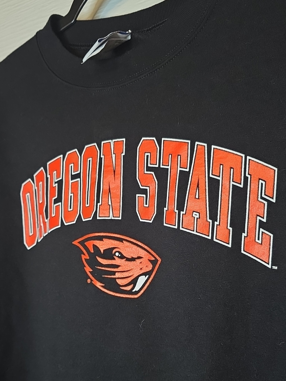 Champion Black Oregon State Pullover Sweatshirt with Orange Logo - Picture 2 of 4